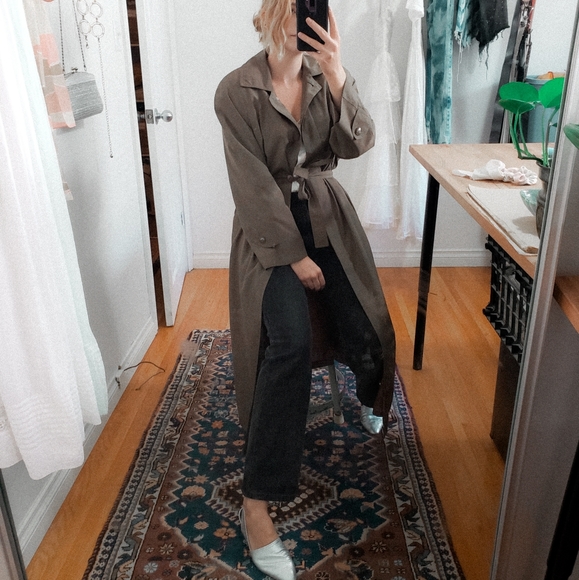 Brown taupe long trench coat oversized vintage - Picture 5 of 7